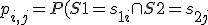 p_{i,j} = P(S1=s_{1i}\cap S2=s_{2j})